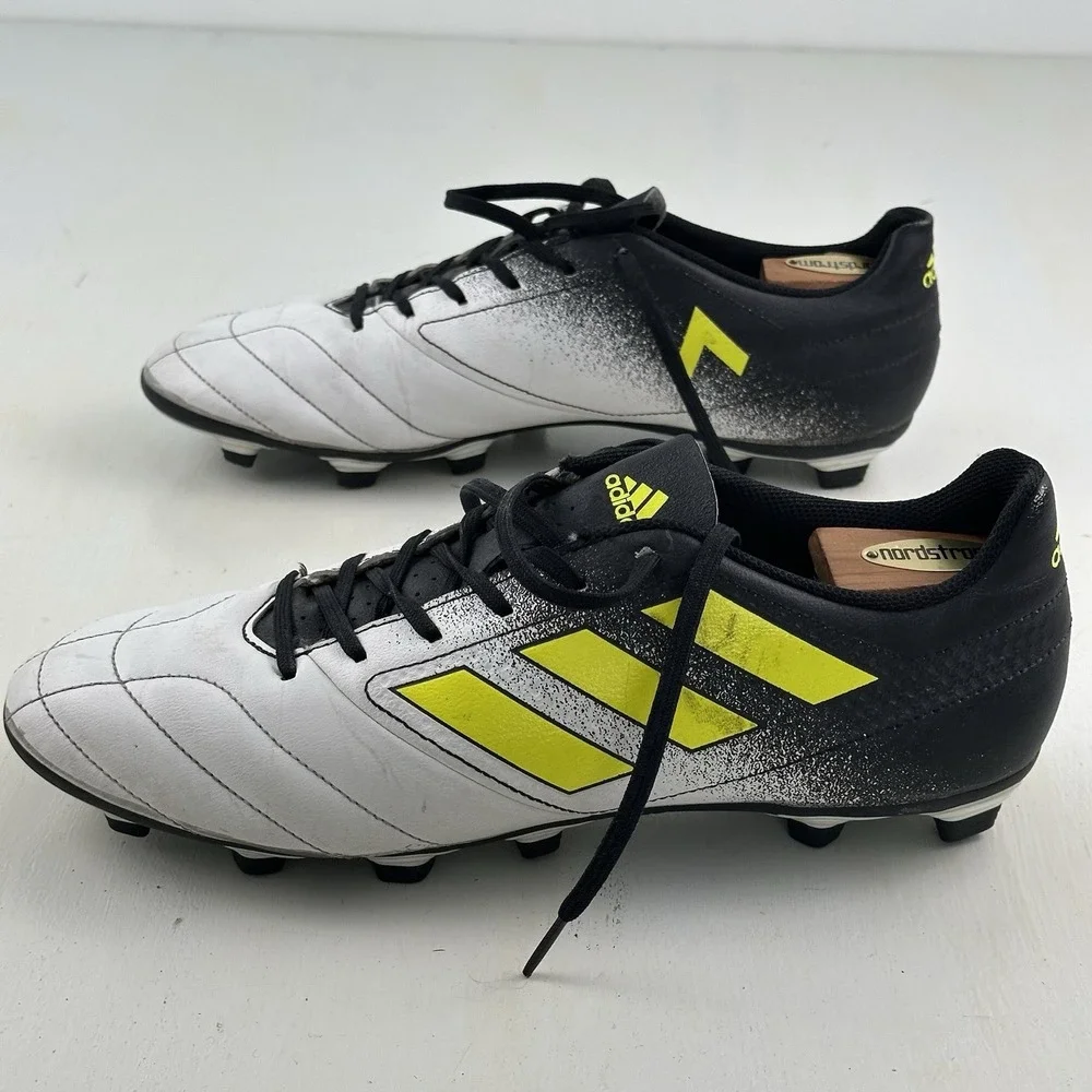 Adidas ACE 17.4 FxG Soccer Cleats Men Sz 12 White Yellow S77090 Shoes Leather